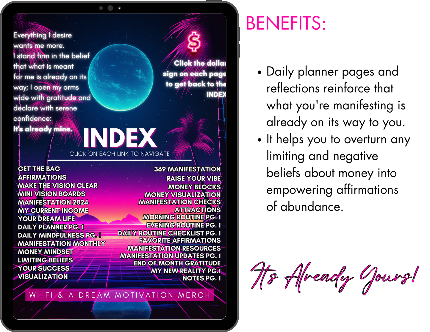 "It's Already Mine" Digital Manifestation Planner & Workbook with BONUS Companion Guide